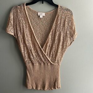 Ann Taylor Loft Gold Short Sleeve Top Size Small